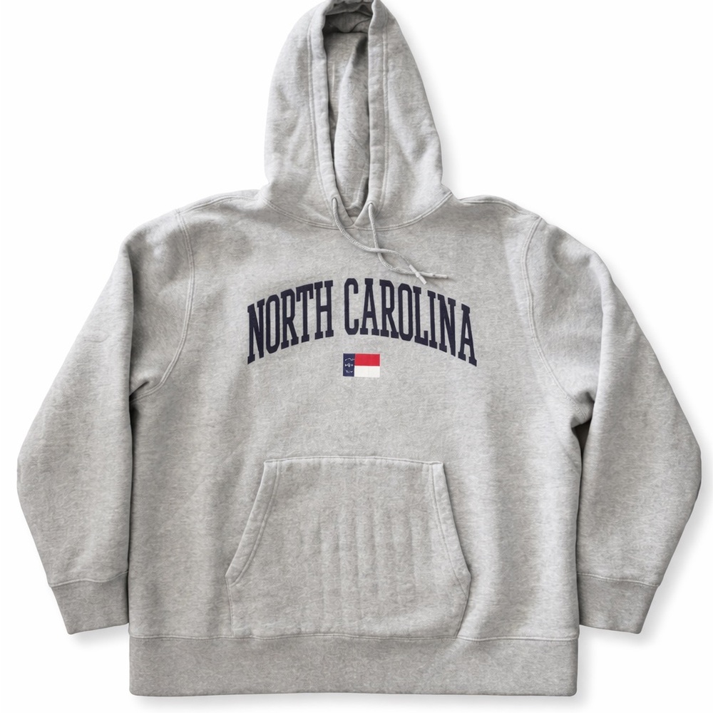 North Carolina Hoodie XXL Gray Collegiate Graphic Pullover Sweatshirt
